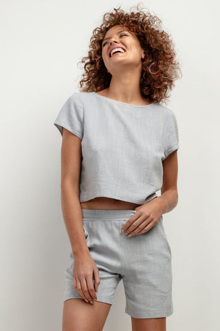 Tessita Cropped Linen Top