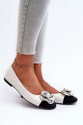 Step In Style Pearl Rose Accent Ballet Flats