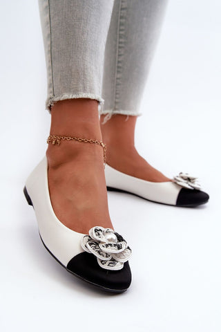 Step In Style Pearl Rose Accent Ballet Flats