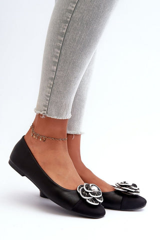 Step In Style Pearl Rose Accent Ballet Flats