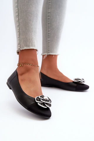 Step In Style Pearl Rose Accent Ballet Flats