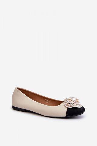 Step In Style Pearl Rose Accent Ballet Flats