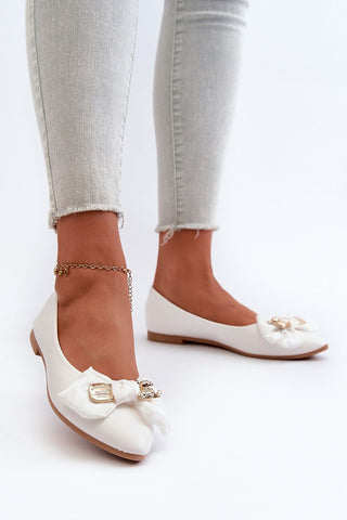 Step In Style Bear Accent Bow Ballet Flats