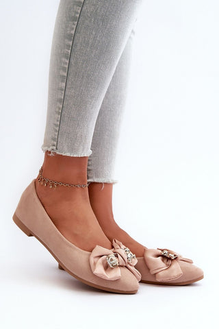 Step In Style Bear Accent Bow Ballet Flats