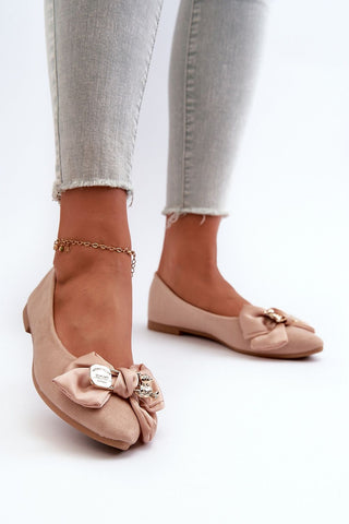 Step In Style Bear Accent Bow Ballet Flats