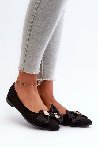 Step In Style Bear Accent Bow Ballet Flats