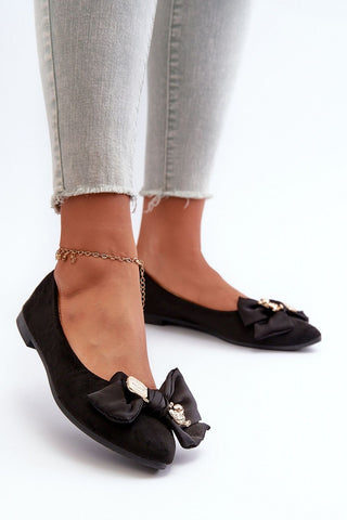 Step In Style Bear Accent Bow Ballet Flats