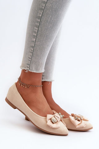 Step In Style Bear Accent Bow Ballet Flats