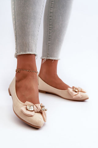 Step In Style Bear Accent Bow Ballet Flats