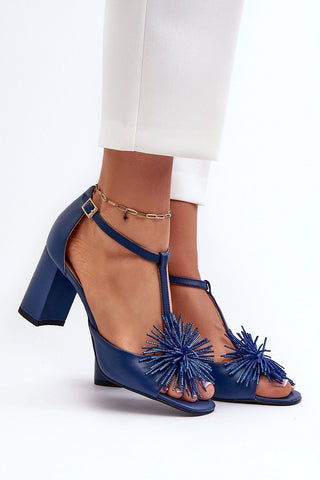 Step In Style Firework Block Heel Leather Sandals