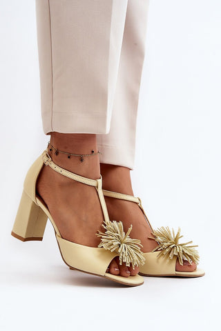 Step In Style Firework Block Heel Leather Sandals