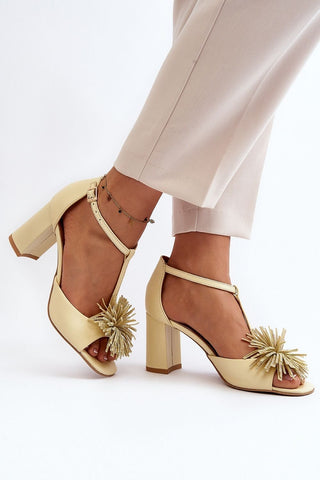 Step In Style Firework Block Heel Leather Sandals