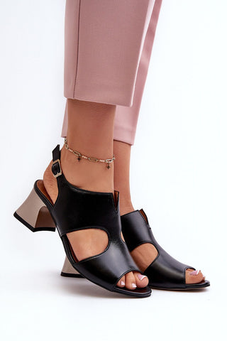 Step In Style Maciejka Block Heel Leather Sandals In Black