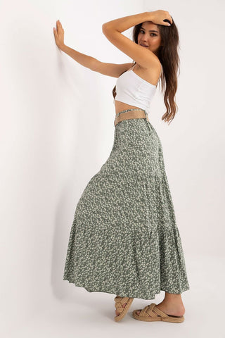 Italy Moda Belted Floral Maxi Skirt