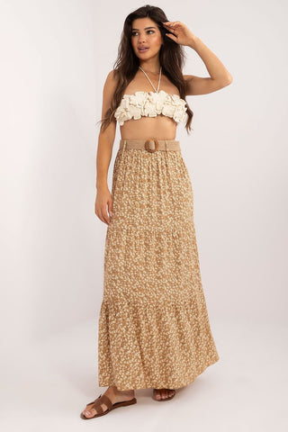 Italy Moda Belted Floral Maxi Skirt