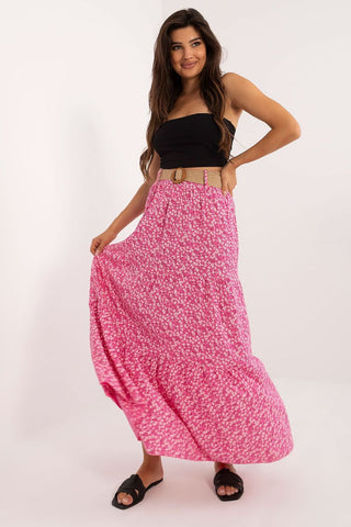 Italy Moda Belted Floral Maxi Skirt