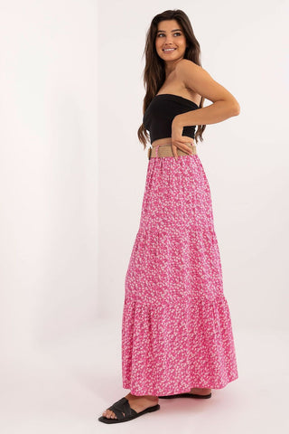 Italy Moda Belted Floral Maxi Skirt