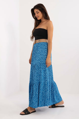 Italy Moda Belted Floral Maxi Skirt