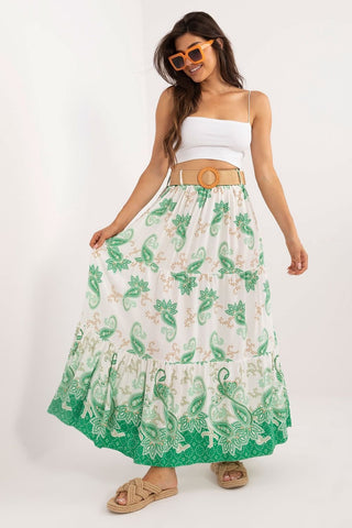 Italy Moda Belted Paisley Maxi Skirt