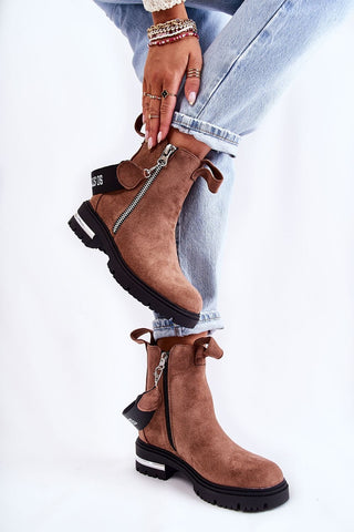 Step In Style Chain Strap Suede Ankle Booties