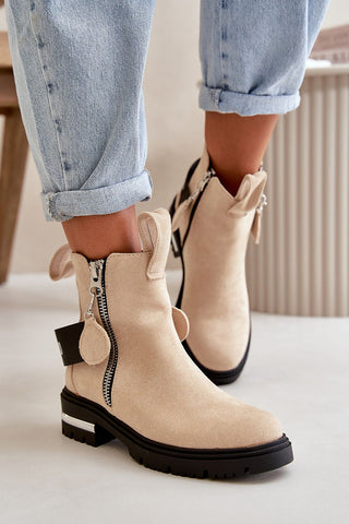 Step In Style Chain Strap Suede Ankle Booties