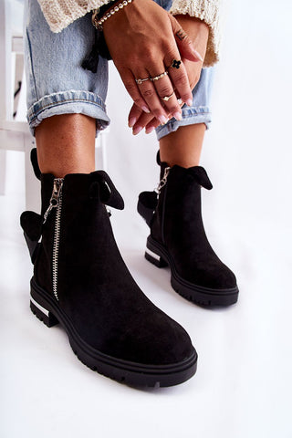 Step In Style Chain Strap Suede Ankle Booties