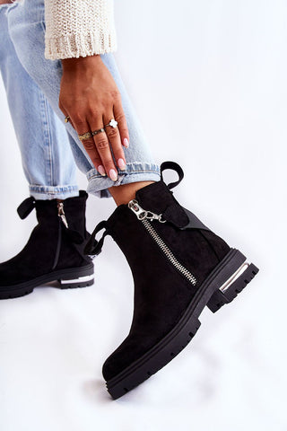 Step In Style Chain Strap Suede Ankle Booties