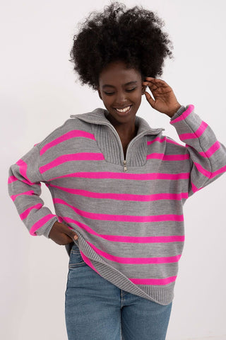 Badu Striped Quarter Zip Pullover Sweater