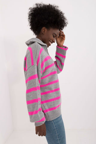 Badu Striped Quarter Zip Pullover Sweater