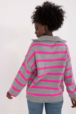 Badu Striped Quarter Zip Pullover Sweater