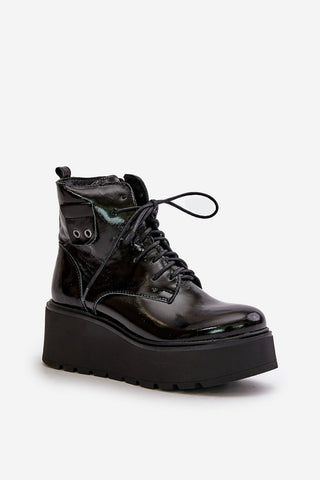 Step In Style Buskin Combat Leather Platform Boots