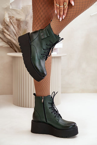 Step In Style Buskin Combat Leather Platform Boots