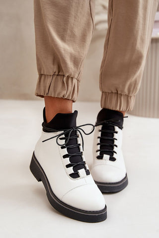 Step In Style Vegan Leather Oxford Ankle Boots In White