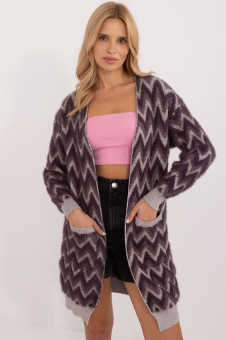 AT Wave Stripe Fuzzy Knit Cardigan