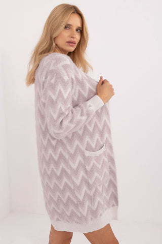 AT Wave Stripe Fuzzy Knit Cardigan