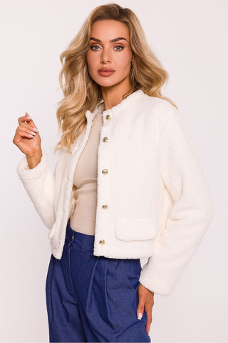 Moe Cropped Fuzzy Buttoned Shacket