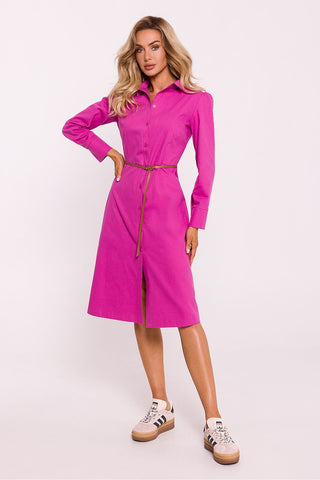 Moe Buttoned Long Sleeve Cotton Blend Shirt Dress