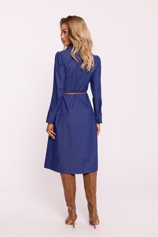 Moe Buttoned Long Sleeve Cotton Blend Shirt Dress