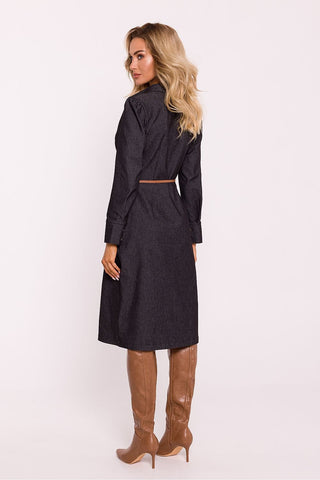 Moe Buttoned Long Sleeve Cotton Blend Shirt Dress