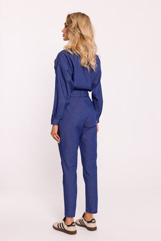 Moe Belted Long Sleeve Jumpsuit