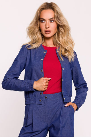 Moe Cotton Blend Cropped Bomber Jacket