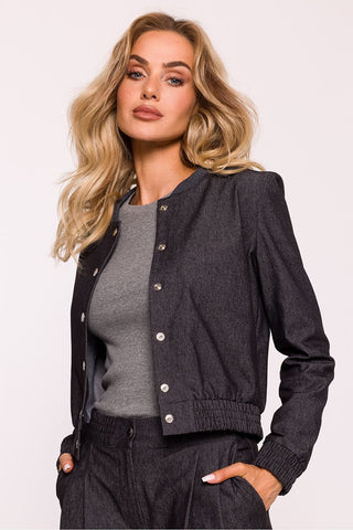 Moe Cotton Blend Cropped Bomber Jacket