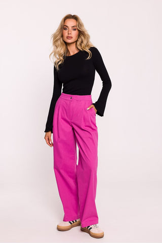 Moe Cotton Blend Wide Leg Trousers