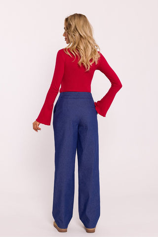 Moe Cotton Blend Wide Leg Trousers