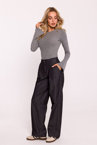 Moe Cotton Blend Wide Leg Trousers