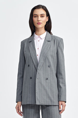 Nife Pinstripe Double Breasted Blazer Jacket