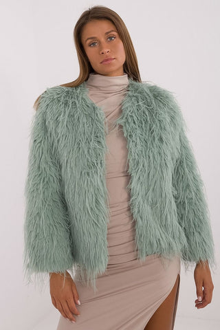 AT Faux Feather Fuzzy Jacket