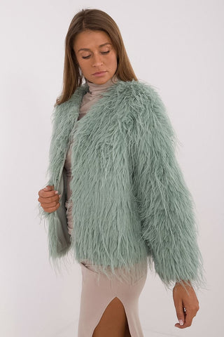 AT Faux Feather Fuzzy Jacket