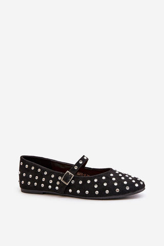 Step In Style Rhinestone Studded Suede Ballet Flats