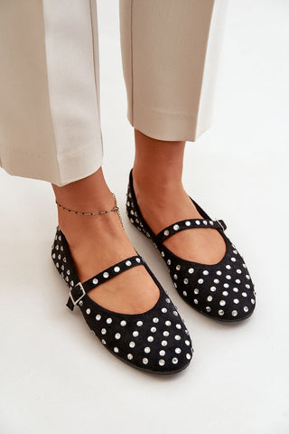 Step In Style Rhinestone Studded Suede Ballet Flats